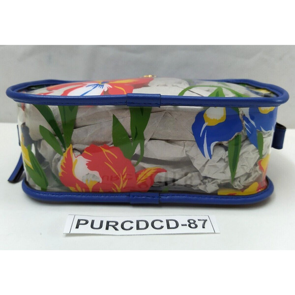 Tory Burch Clear Plastic Multicolor Flower Zipper Closure Cosmetic Pouch Wallet - Picture 12 of 13